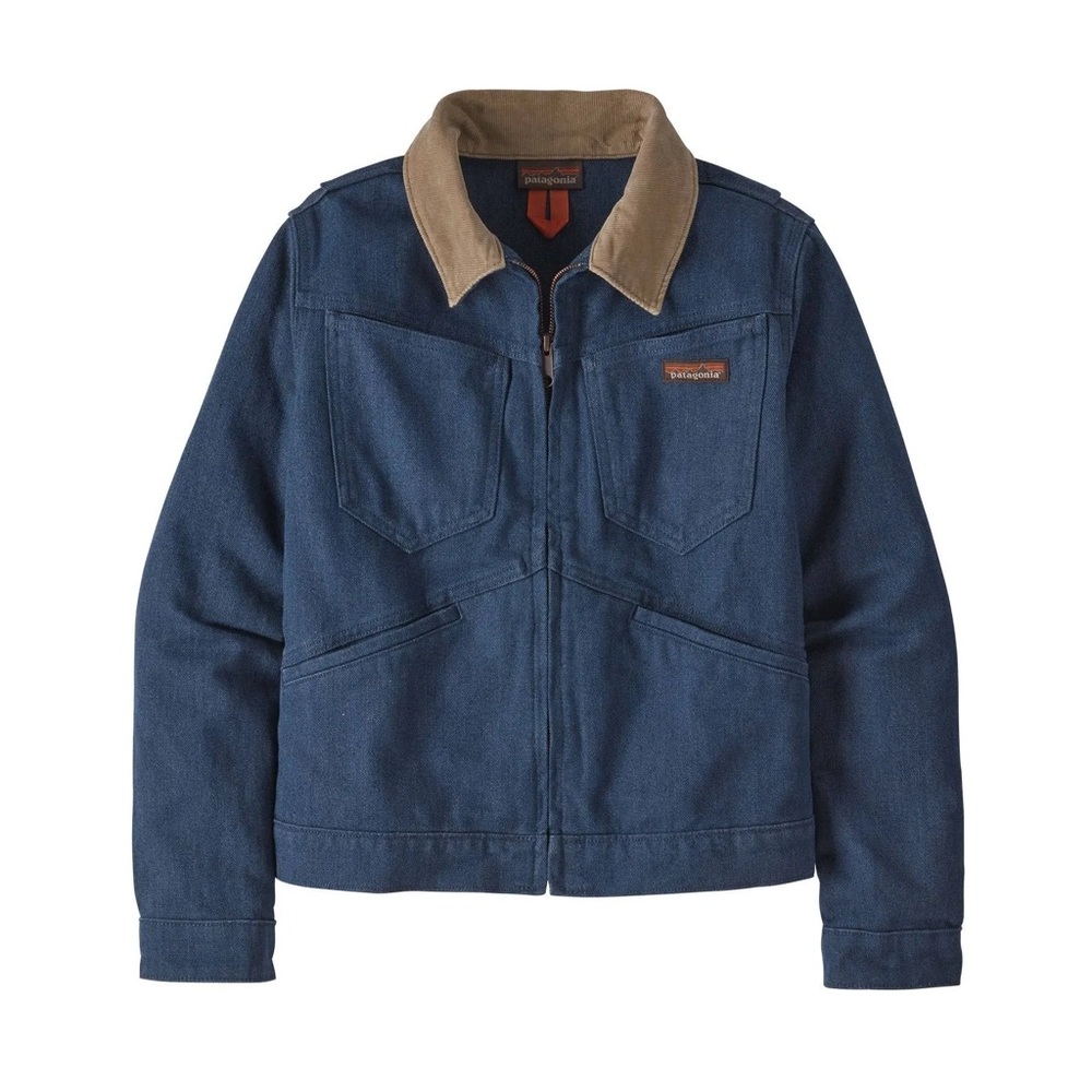 Patagonia Blue Jacket with Tan Collar